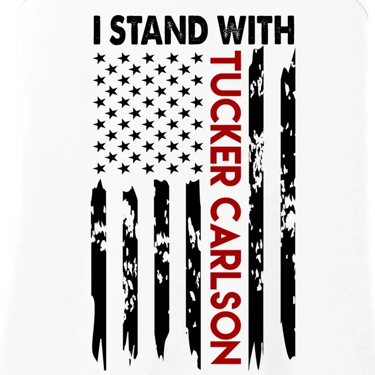 I Stand With Tucker Carlson American Flag Political Ladies Essential Tank