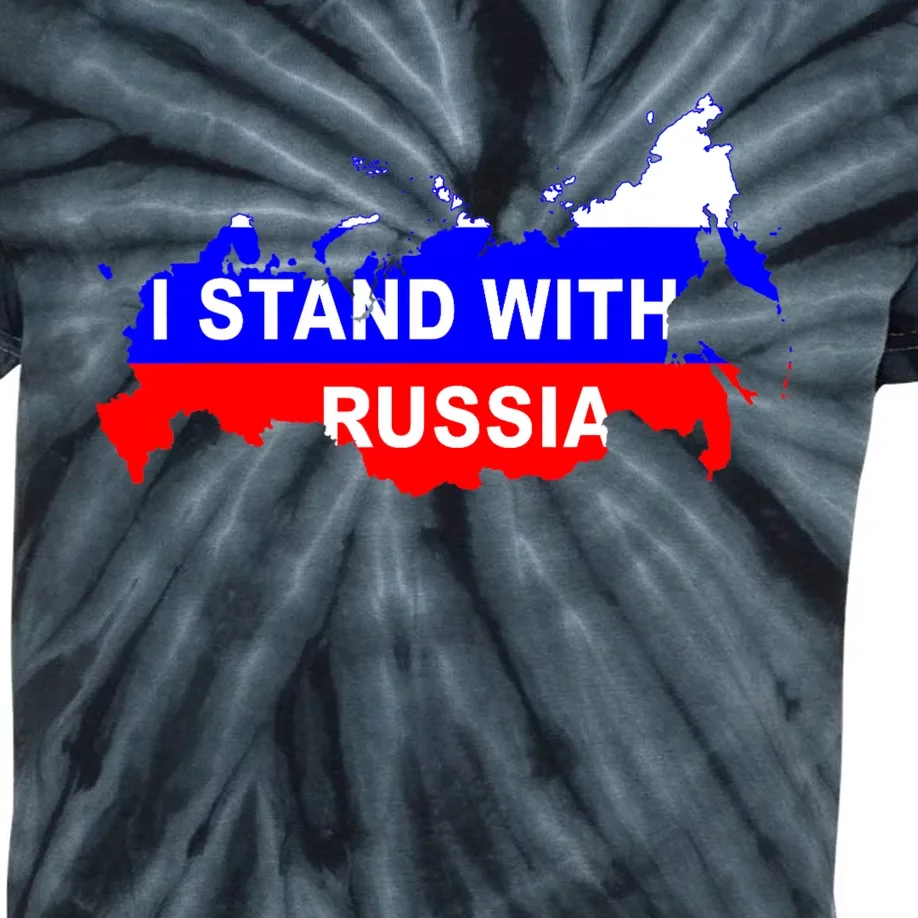 I Stand With Russia Support Russia Russian Flag Kids Tie-Dye T-Shirt