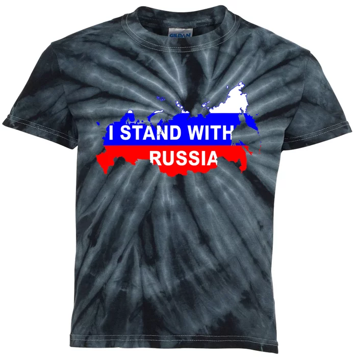 I Stand With Russia Support Russia Russian Flag Kids Tie-Dye T-Shirt