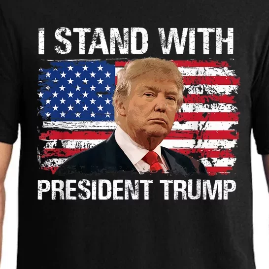 I Stand With President Trump American Flag Trump 2024 Men Women Pajama Set