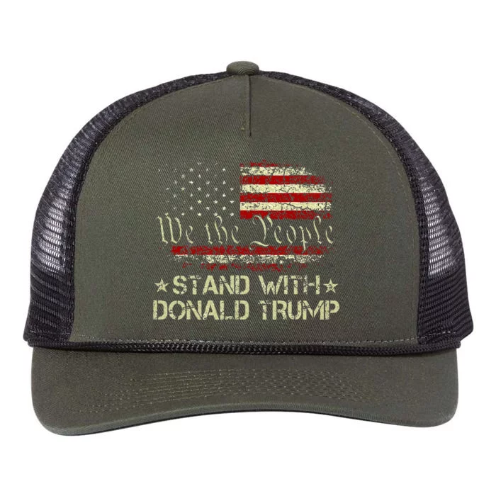 I Stand With Donald Trump Support Pro Trump Retro Rope Trucker Hat Cap