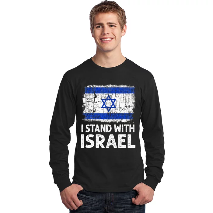 I Stand With Israel USA Israeli Flag Jewish Long Sleeve Shirt