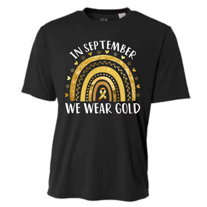 In September We Wear Gold Childhood Cancer Awareness Rainbow Cooling Performance Crew T-Shirt