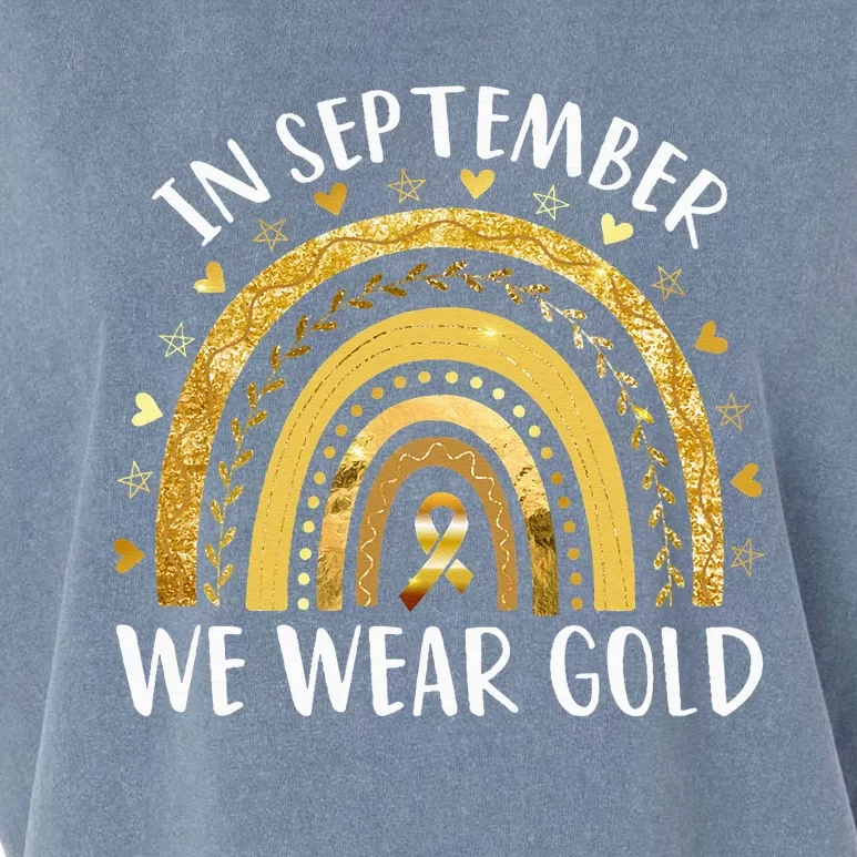 In September We Wear Gold Childhood Cancer Awareness Rainbow Garment-Dyed Women's Muscle Tee