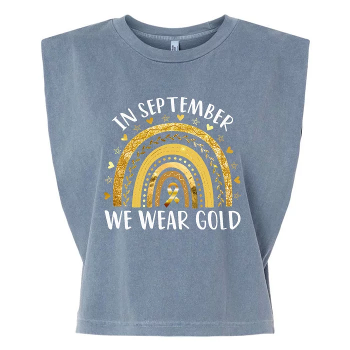 In September We Wear Gold Childhood Cancer Awareness Rainbow Garment-Dyed Women's Muscle Tee