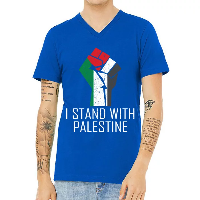 I Stand With Palestine Supporters Free Gaza Jerusalem Gift V-Neck T-Shirt