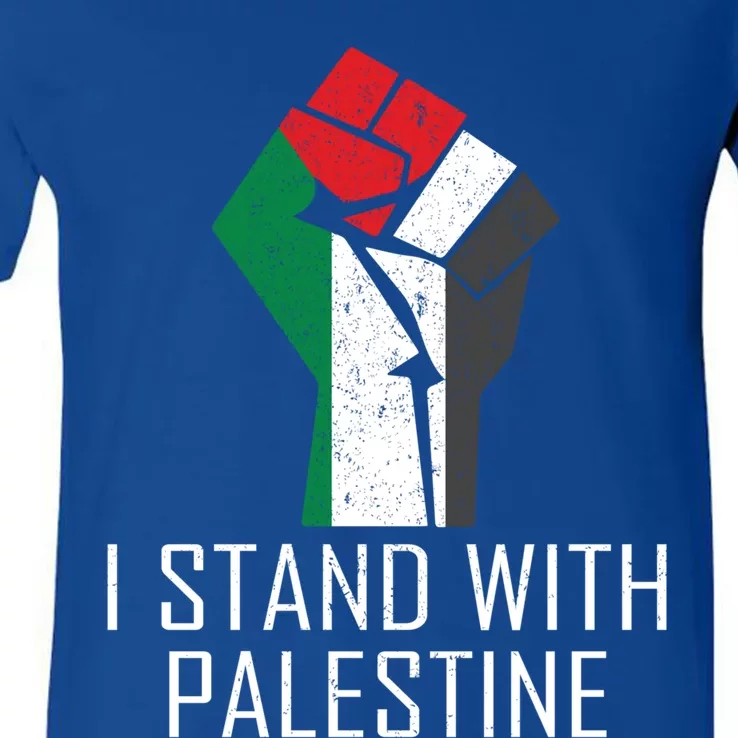 I Stand With Palestine Supporters Free Gaza Jerusalem Gift V-Neck T-Shirt