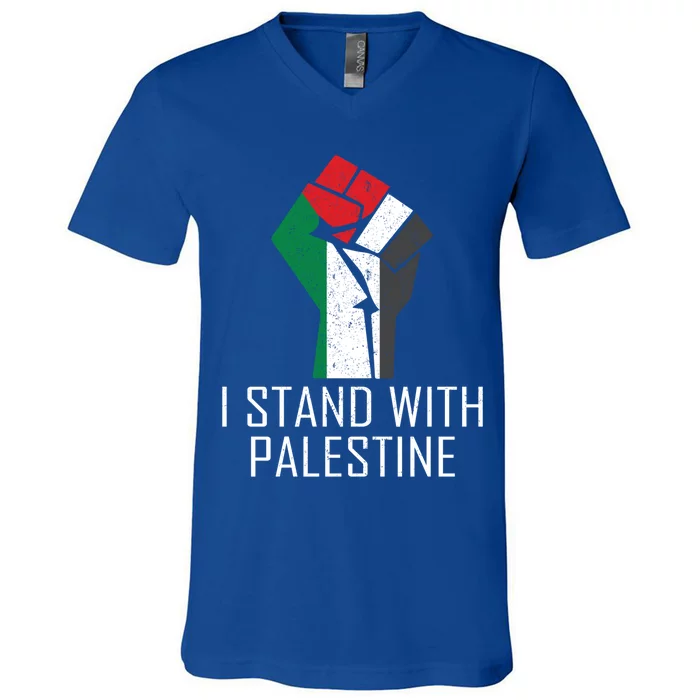 I Stand With Palestine Supporters Free Gaza Jerusalem Gift V-Neck T-Shirt