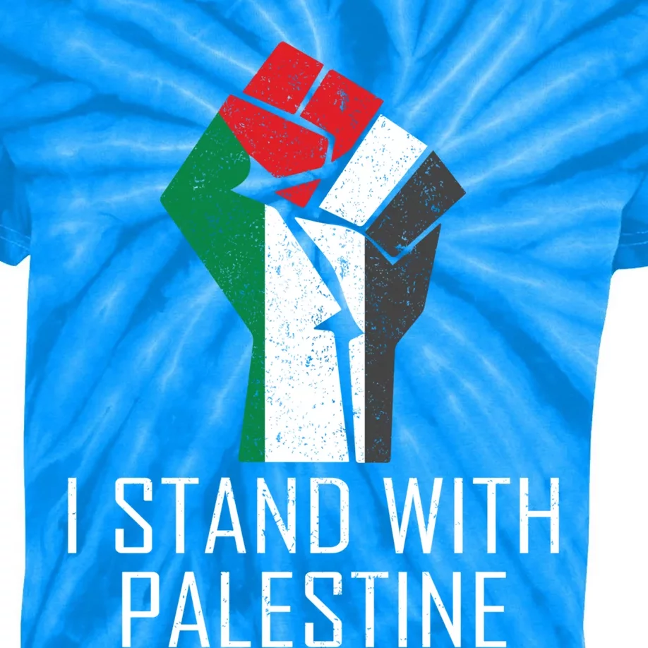 I Stand With Palestine Supporters Free Gaza Jerusalem Gift Kids Tie-Dye T-Shirt