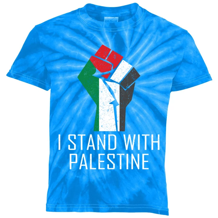 I Stand With Palestine Supporters Free Gaza Jerusalem Gift Kids Tie-Dye T-Shirt