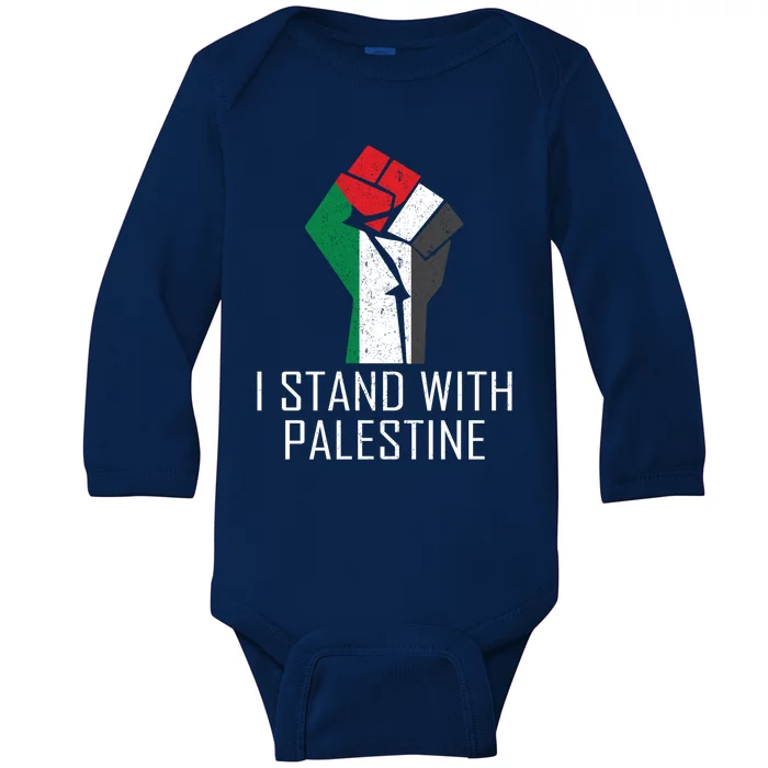 I Stand With Palestine Supporters Free Gaza Jerusalem Gift Baby Long Sleeve Bodysuit