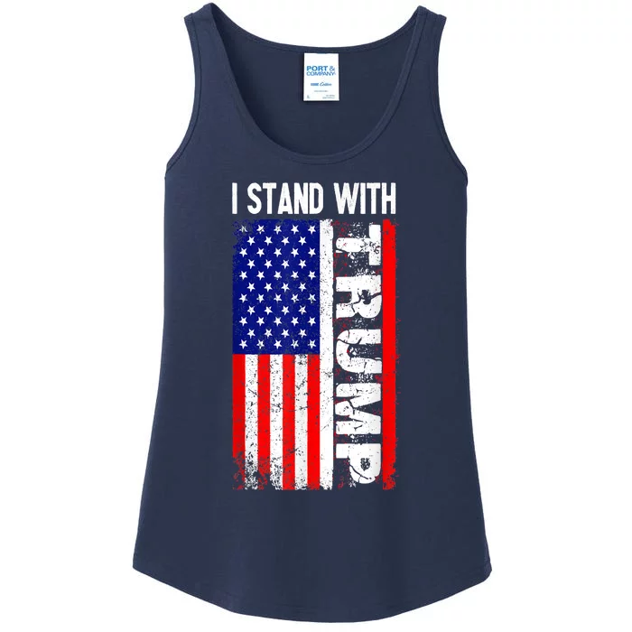 I Stand With President Trump Pro Trump Supporter Anti Biden Ladies Essential Tank