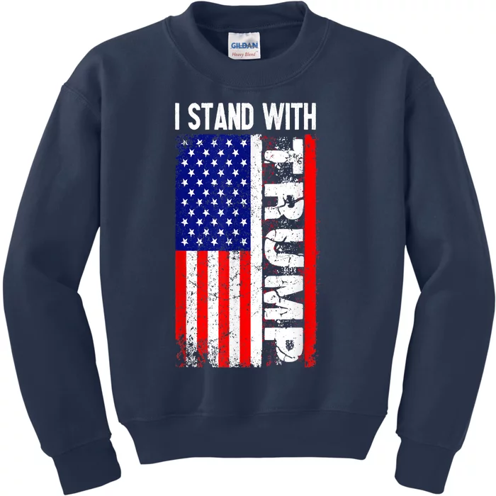 I Stand With President Trump Pro Trump Supporter Anti Biden Kids Sweatshirt