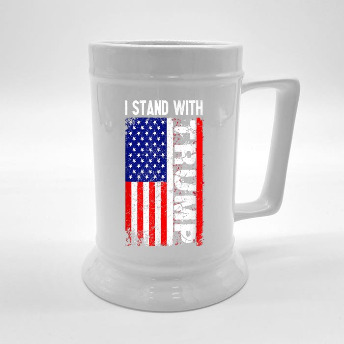 I Stand With President Trump Pro Trump Supporter Anti Biden Front & Back Beer Stein