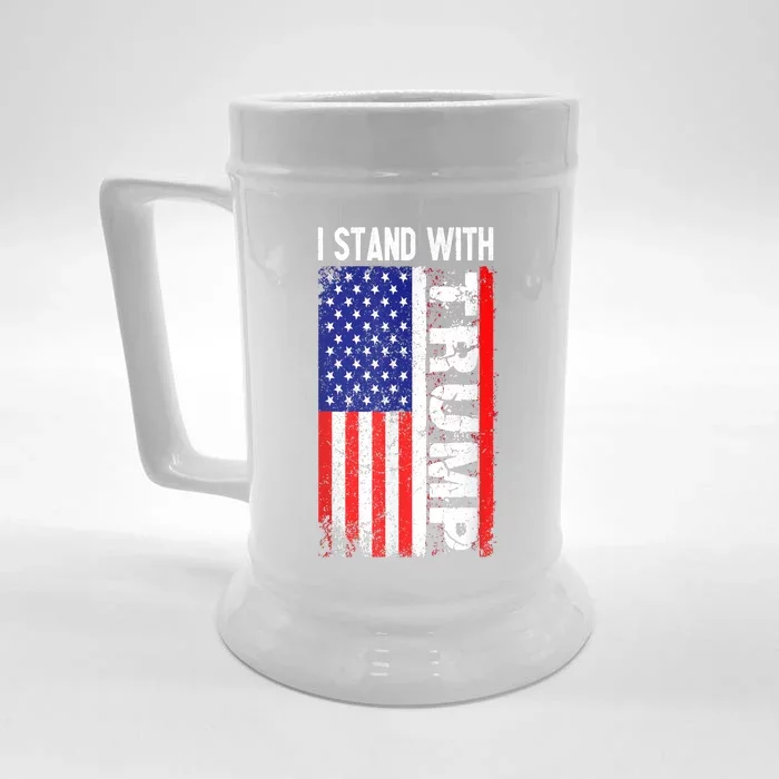 I Stand With President Trump Pro Trump Supporter Anti Biden Front & Back Beer Stein