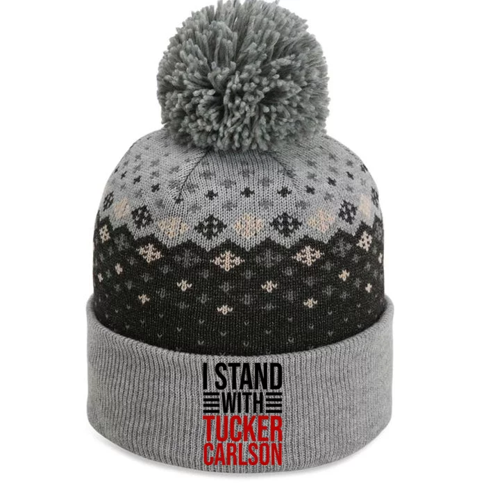 I Stand With Tucker Carlson Political The Baniff Cuffed Pom Beanie