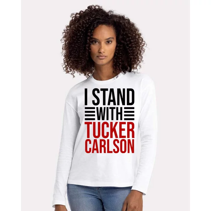 I Stand With Tucker Carlson Political Womens Cotton Relaxed Long Sleeve T-Shirt