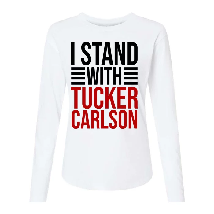 I Stand With Tucker Carlson Political Womens Cotton Relaxed Long Sleeve T-Shirt