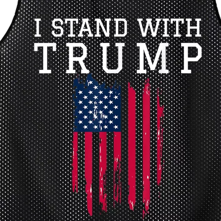 I Stand With Trump Pro Trump Supporter Vintage America Flag Mesh Reversible Basketball Jersey Tank