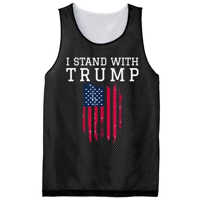 I Stand With Trump Pro Trump Supporter Vintage America Flag Mesh Reversible Basketball Jersey Tank