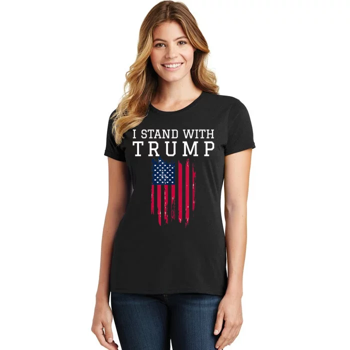 I Stand With Trump Pro Trump Supporter Vintage America Flag Women's T-Shirt