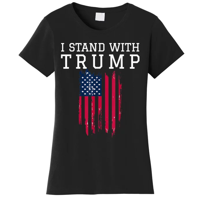 I Stand With Trump Pro Trump Supporter Vintage America Flag Women's T-Shirt