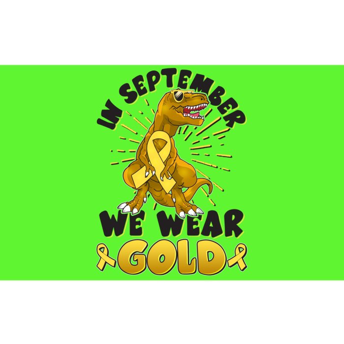 In September We Wear Gold Trex Dinosaur Childhood Cancer Awareness Bumper Sticker