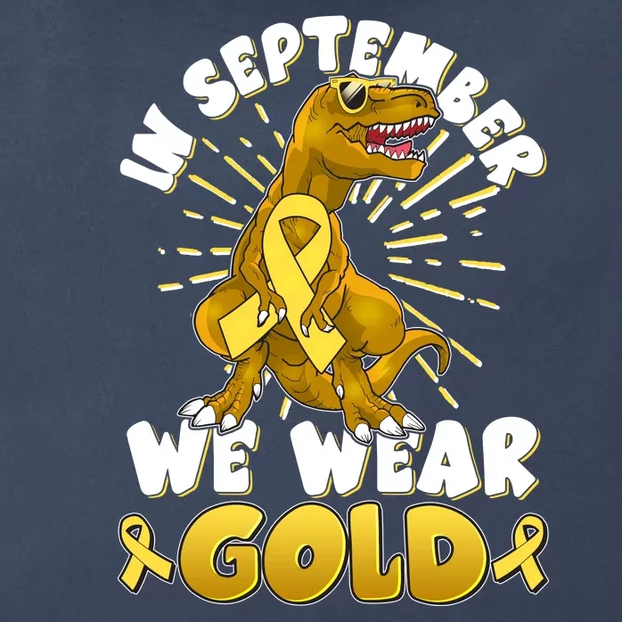 In September We Wear Gold Trex Dinosaur Childhood Cancer Awareness Zip Tote Bag