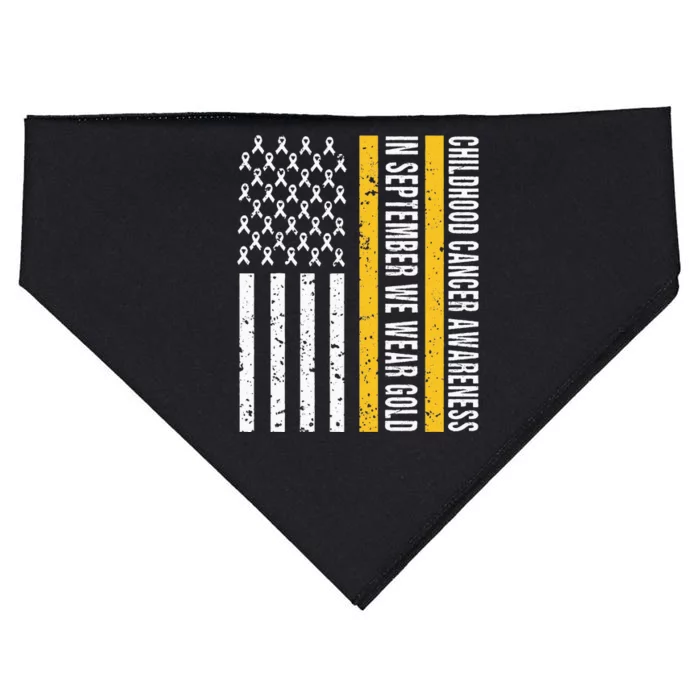 In September We Wear Gold Childhood Cancer Awareness Flag USA-Made Doggie Bandana