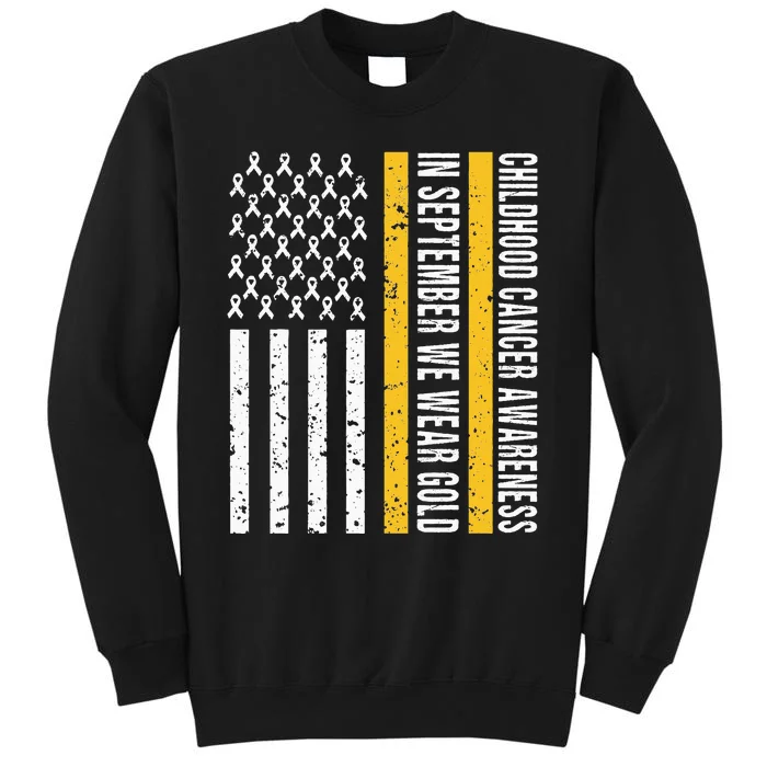 In September We Wear Gold Childhood Cancer Awareness Flag Tall Sweatshirt