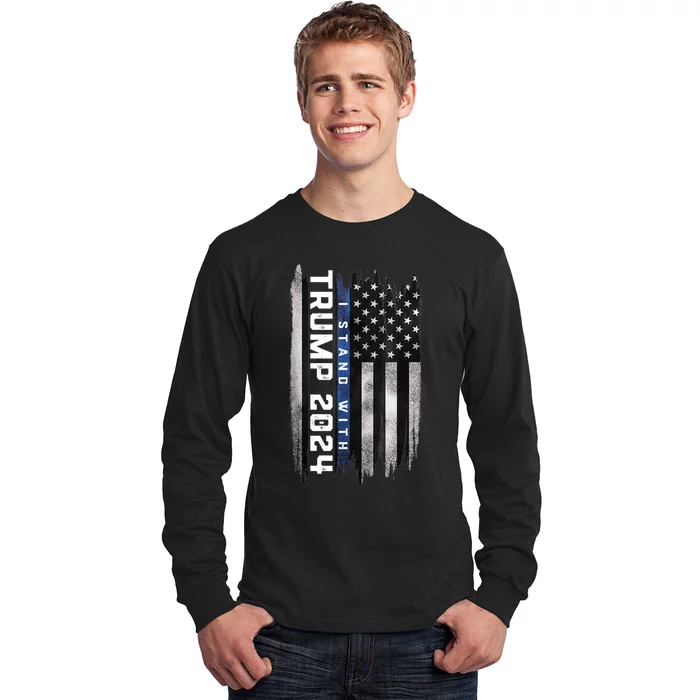 I Stand With Trump 2024 Pro Trump Supporter Anti Biden Long Sleeve Shirt