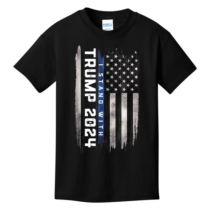 I Stand With Trump 2024 Pro Trump Supporter Anti Biden Kids T-Shirt