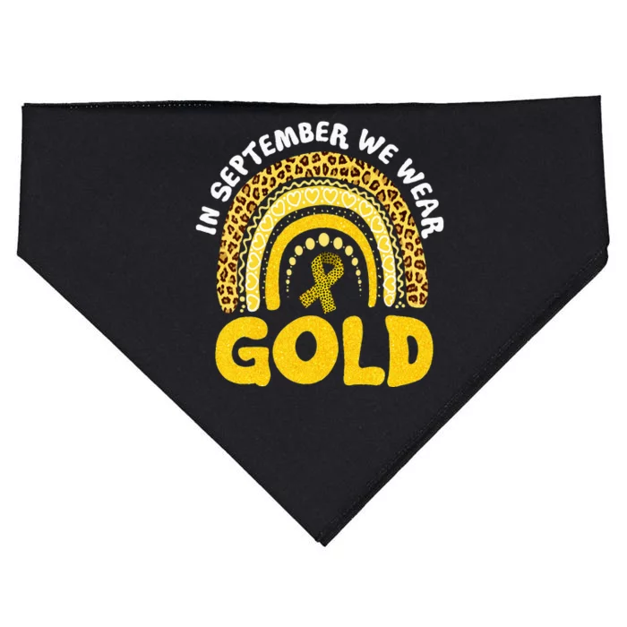 In September We Wear Gold Childhood Cancer Awareness Leopard USA-Made Doggie Bandana