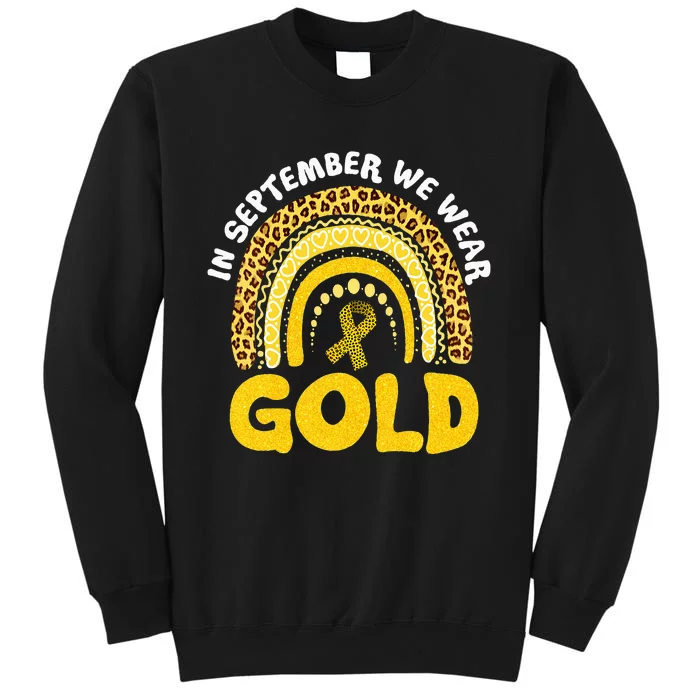 In September We Wear Gold Childhood Cancer Awareness Leopard Tall Sweatshirt