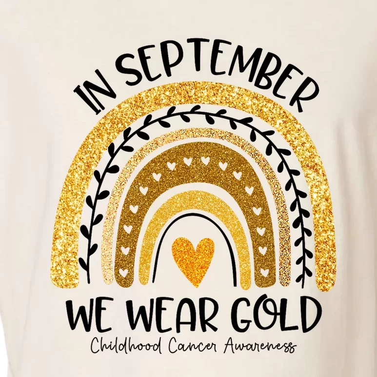 In September We Wear Gold Rainbow Childhood Cancer Awareness Garment-Dyed Women's Muscle Tee