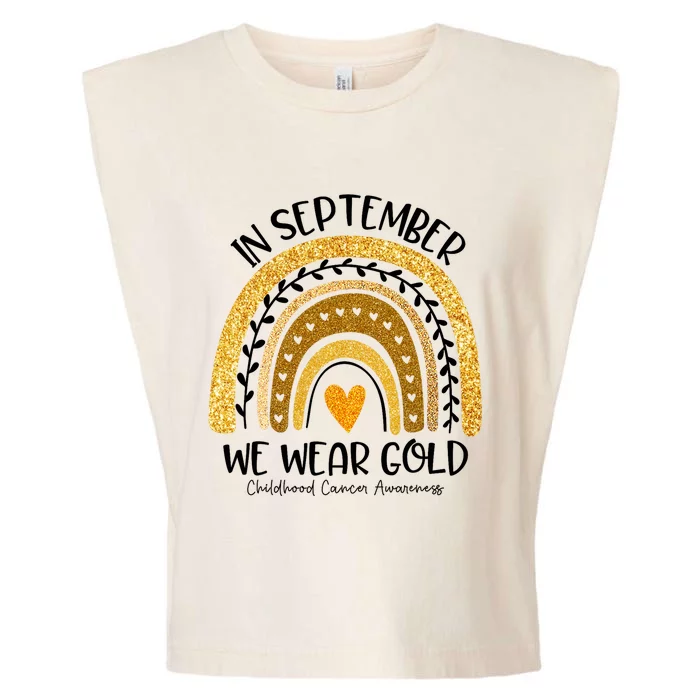 In September We Wear Gold Rainbow Childhood Cancer Awareness Garment-Dyed Women's Muscle Tee