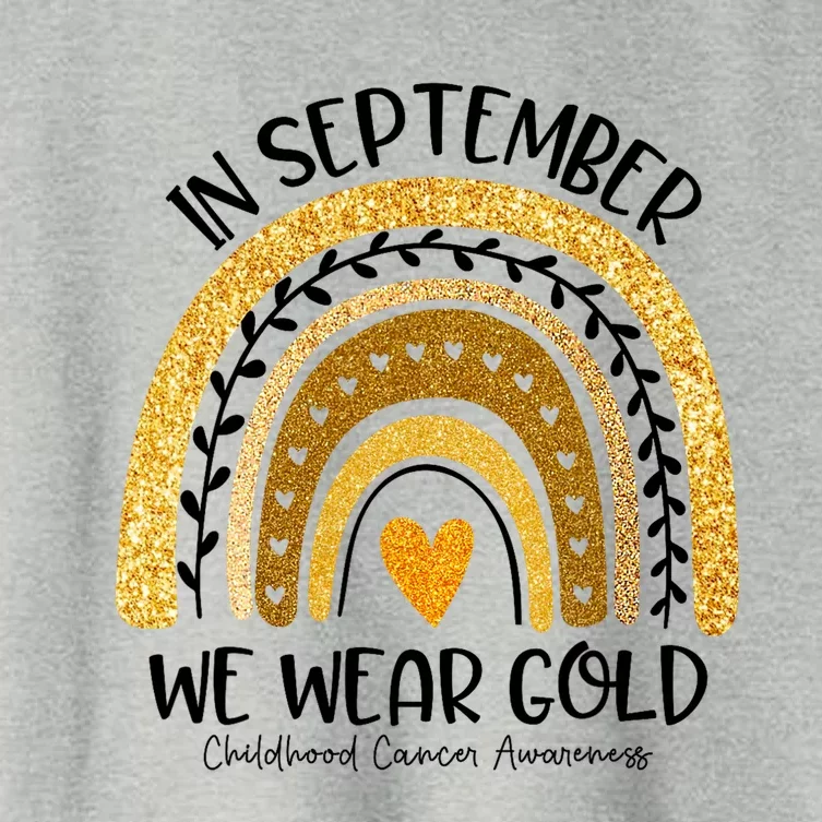 In September We Wear Gold Rainbow Childhood Cancer Awareness Women's Crop Top Tee