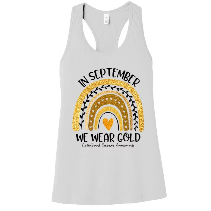 In September We Wear Gold Rainbow Childhood Cancer Awareness Women's Racerback Tank