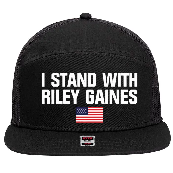 I Stand With Riley Gaines US Swimmer Save Womens Sports American Flag 7 Panel Mesh Trucker Snapback Hat