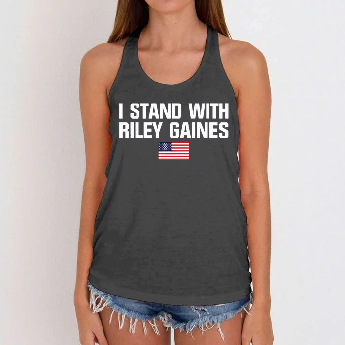 I Stand With Riley Gaines US Swimmer Save Womens Sports American Flag Women's Knotted Racerback Tank