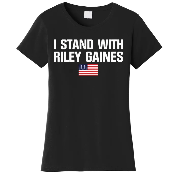 I Stand With Riley Gaines US Swimmer Save Womens Sports American Flag Women's T-Shirt