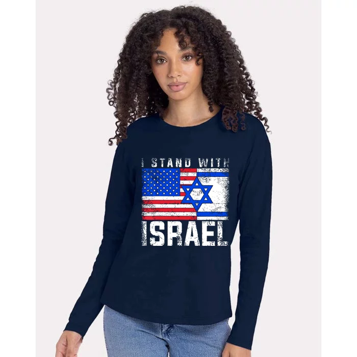 I Stand With Israel Womens Cotton Relaxed Long Sleeve T-Shirt