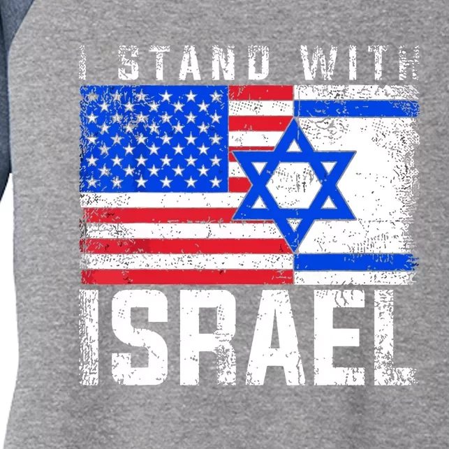 I Stand With Israel Women's Tri-Blend 3/4-Sleeve Raglan Shirt