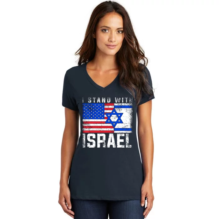 I Stand With Israel Women's V-Neck T-Shirt