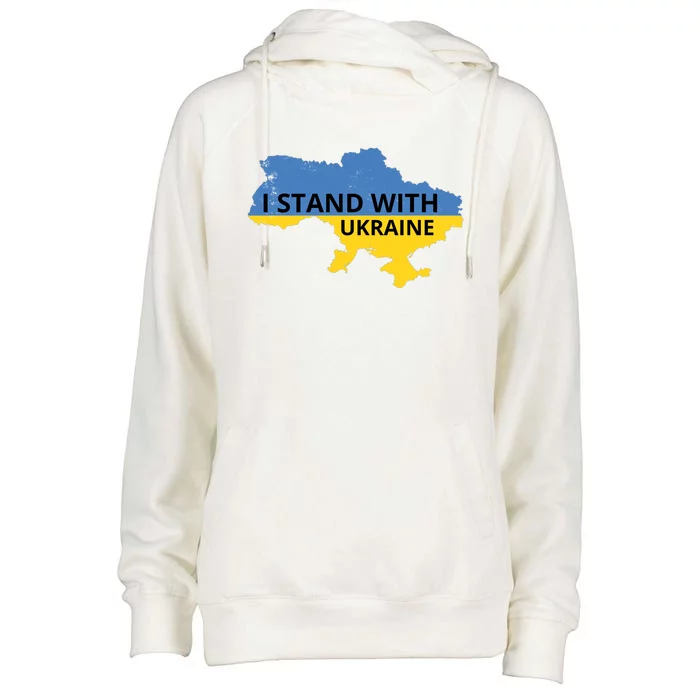 I Stand With Ukraine Map Womens Funnel Neck Pullover Hood