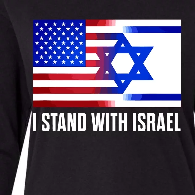 I Stand With Israel Patriotic Usa And Israel Flag Womens Cotton Relaxed Long Sleeve T-Shirt