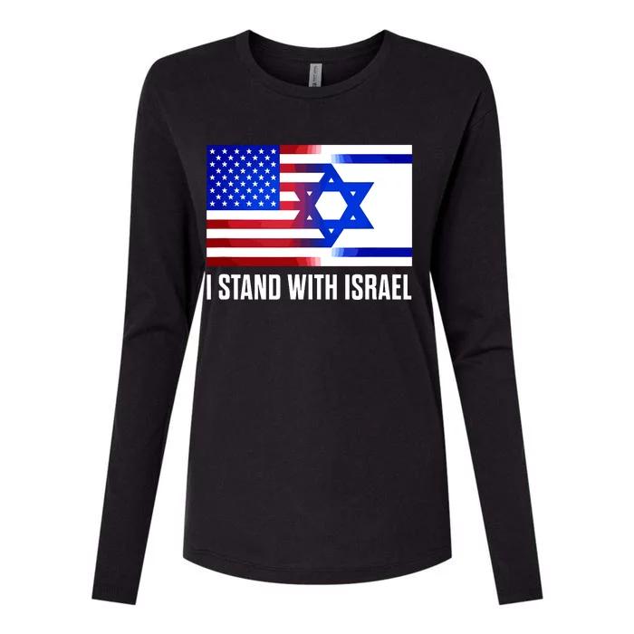 I Stand With Israel Patriotic Usa And Israel Flag Womens Cotton Relaxed Long Sleeve T-Shirt