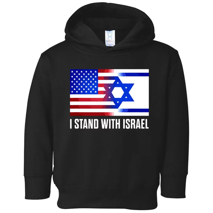 I Stand With Israel Patriotic Usa And Israel Flag Toddler Hoodie