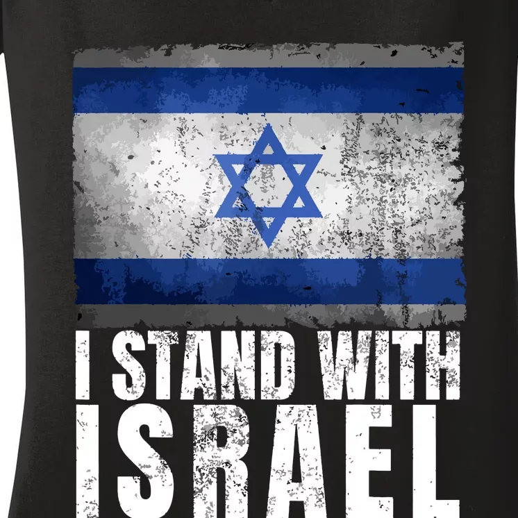 I Stand With Israel Shirts Jewish Gifts Heritage Israeli Flag Women's V-Neck T-Shirt