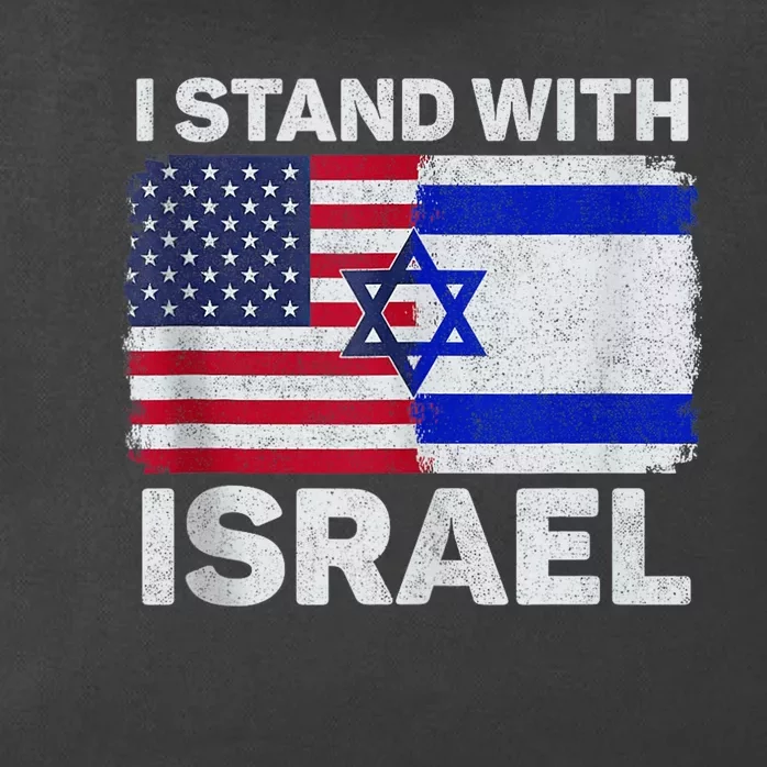 I Stand with Israel USA American Flag with Israel Flag Zip Tote Bag